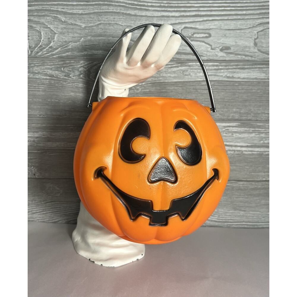 VTG 1997 Halloween Jack o’-Lantern Pumpkin Bucket Blow Mold Grand Venture USA
